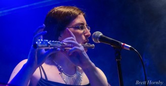 Hannah Sterry performing flute with Ansa Back at the Monster Mash 2014. Photo by Brett Hornby.